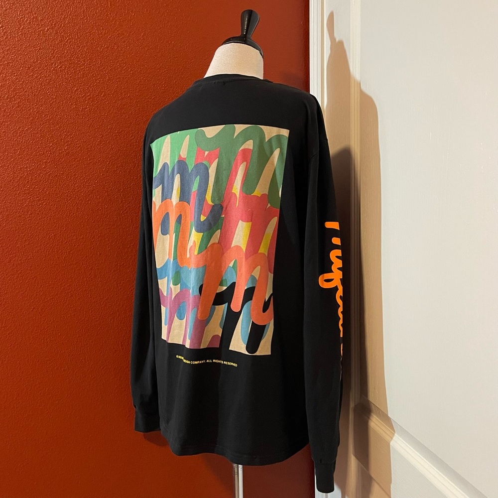 Mifland Men’s Black Graphic Logo Multicolored Bold Long Sleeve‎ Shirt